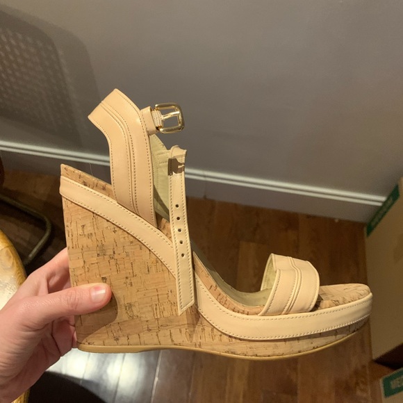 NIB Stuart Weitzman Jezebel Wedges Sz 8 Nude Tan - Picture 5 of 5